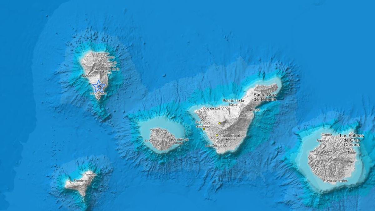 Localización del terremoto registrado en La Palma.