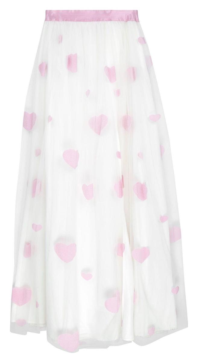 Falda de tul con 'print' de corazones de ASOS x Hello Kitty. (Precio: 83,99 euros)