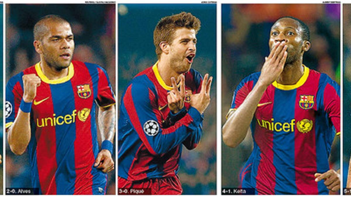 Los cinco goleadores del Barça.