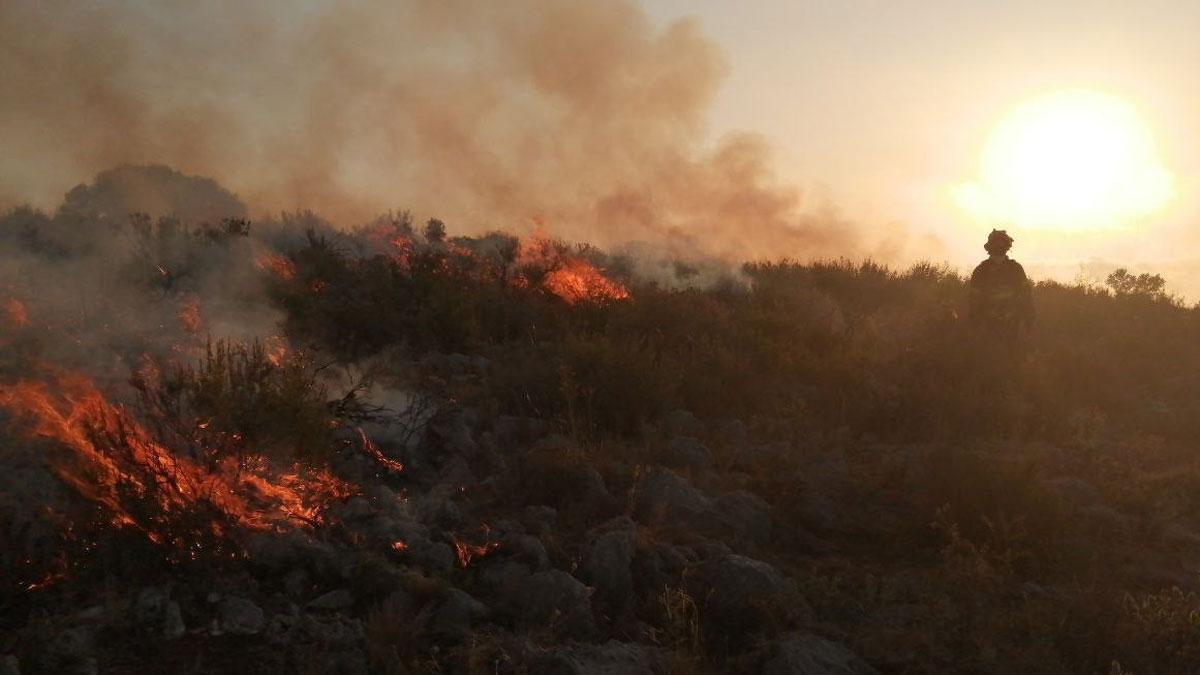 Unas 60 dotaciones de bomberos continúan trabajando en incendio de Montgrí