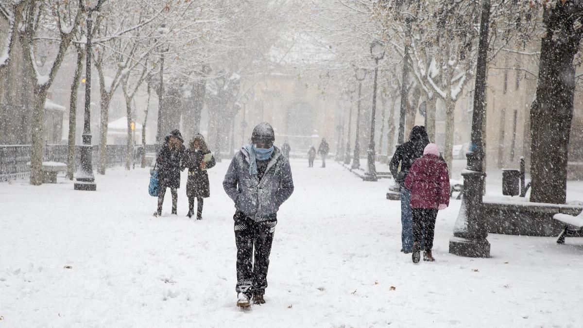 Glorieta caravaqueña, durante la nevada de enero de 2017