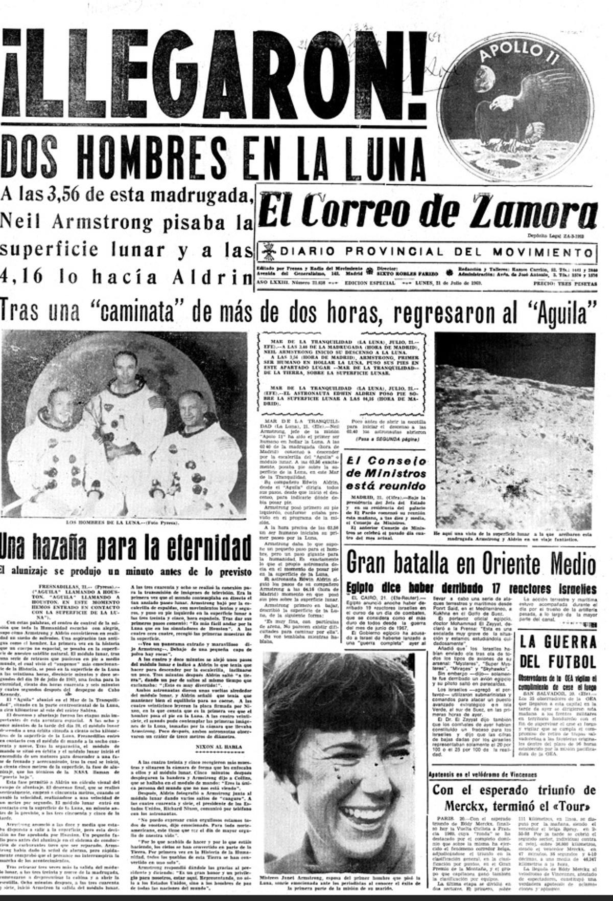 Portada de "El Correo de Zamora" en 1969