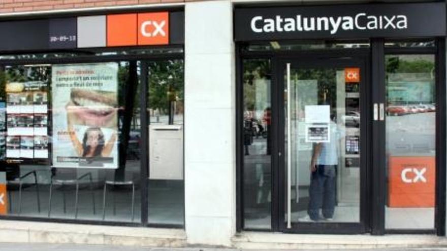 Imatge d&#039;una oficina de Catalunya Banc, a Barcelona, durant aquest matí de vaga | ACN
