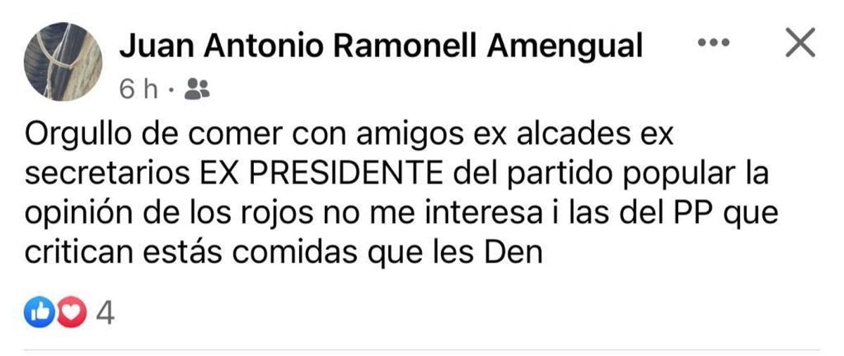 El tuit de Juan Antonio Ramonell