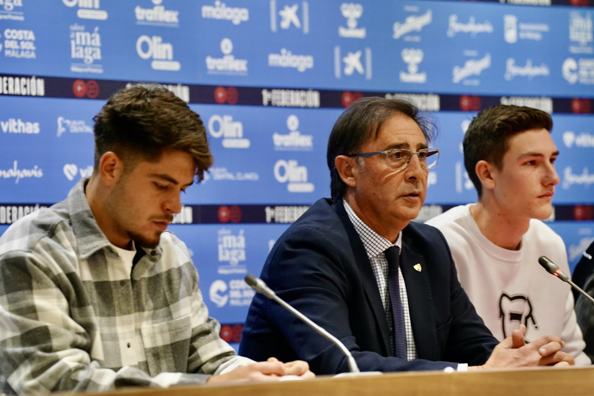 Presentación de Carlos López, Moussa, Murillo, Dani Lorenzo y Haitam, renovados con el Málaga CF