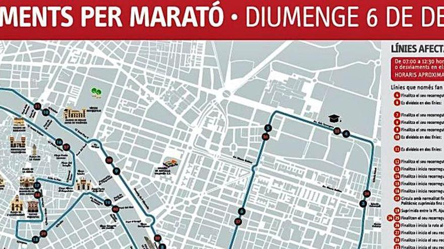 El Maratón afectará a los autobuses de València.