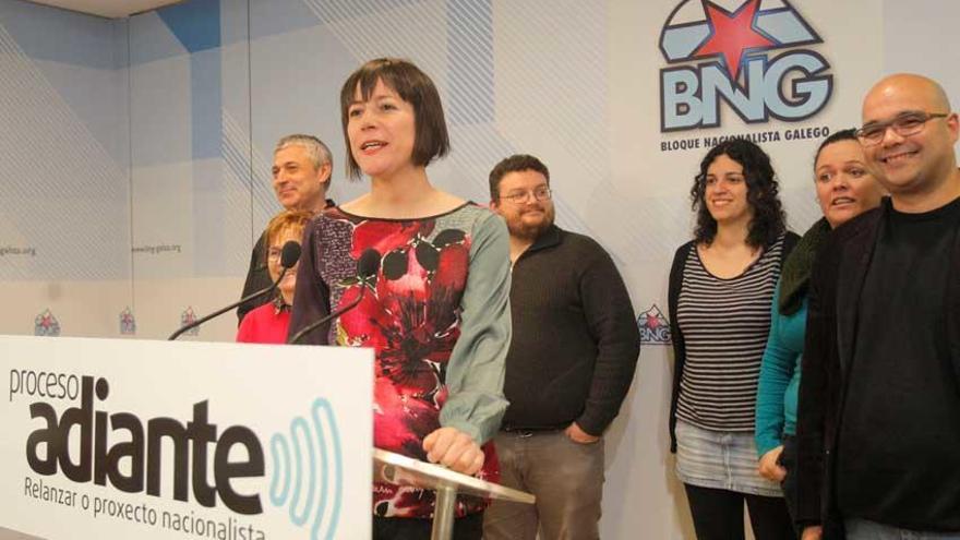 La portavoz nacional del BNG, Ana Pontón, durante la rueda de prensa.