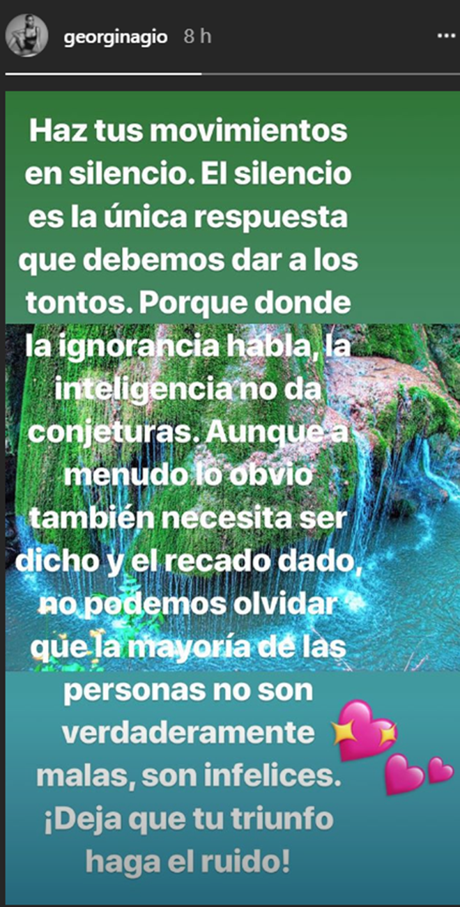 Mensaje de Georgina Rodríguez en Instagram a sus haters