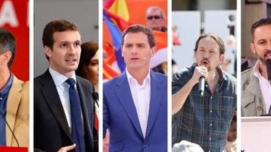 Los cinco candidatos que participarán en el debate.