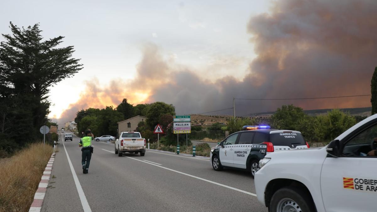 La N-122, cortada tras pasar Borja, a la altura de Maleján