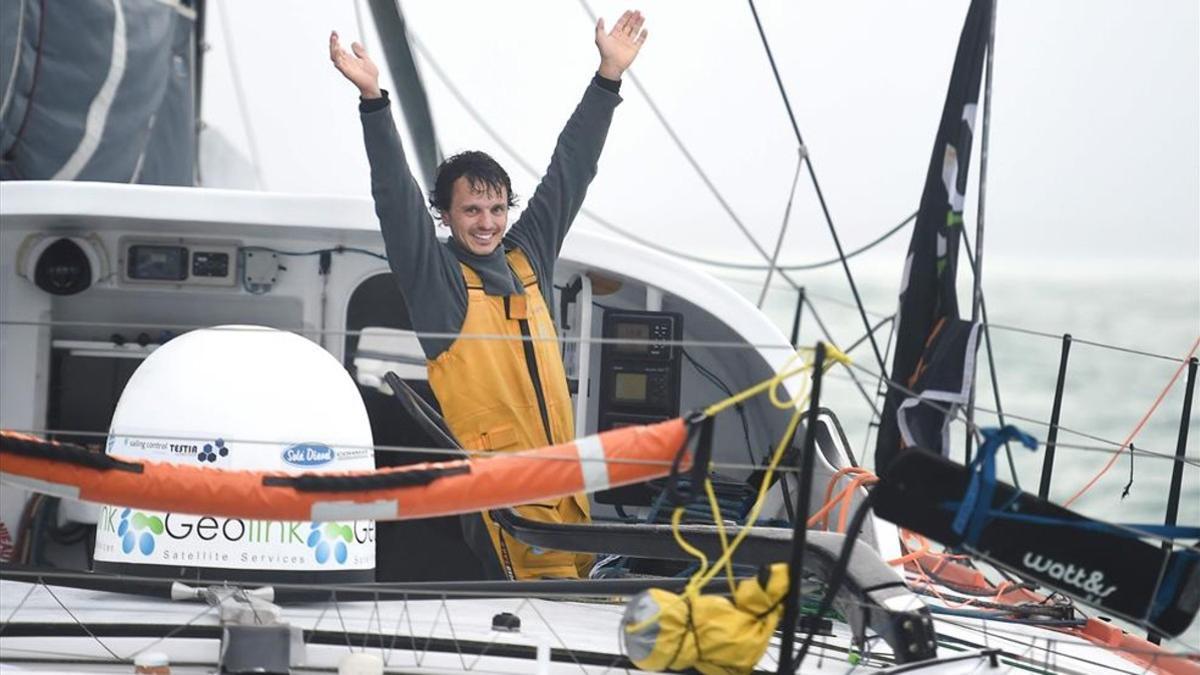 Dídac Costa en el momento de su llegada a Les Sables el pasado 23 de febrero