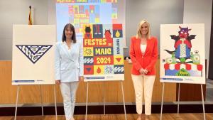 La concejal de Cultura, Vanesa González, y la segunda teniente de Alcaldía, Cristina Agüera, durante la presentación de la programación de las Festes de Maig de Badalona