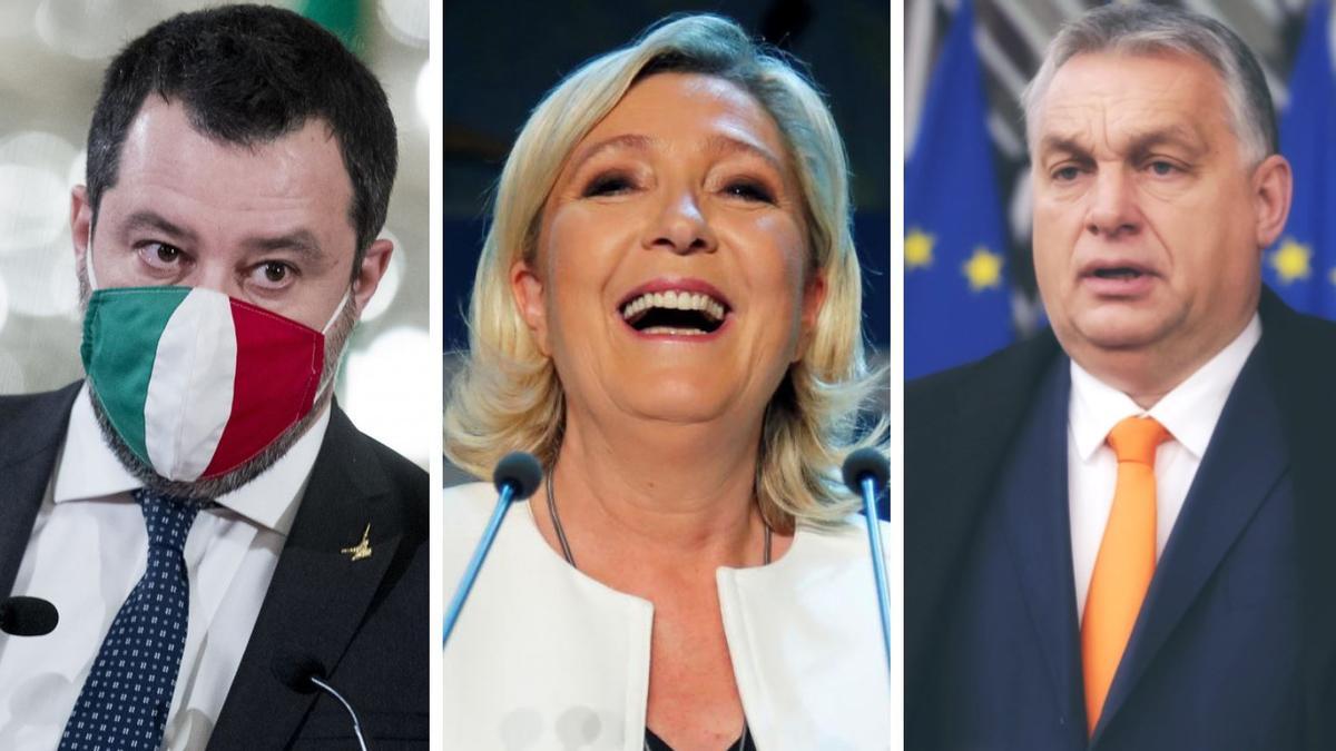 Salvini, Le Pen y Orban