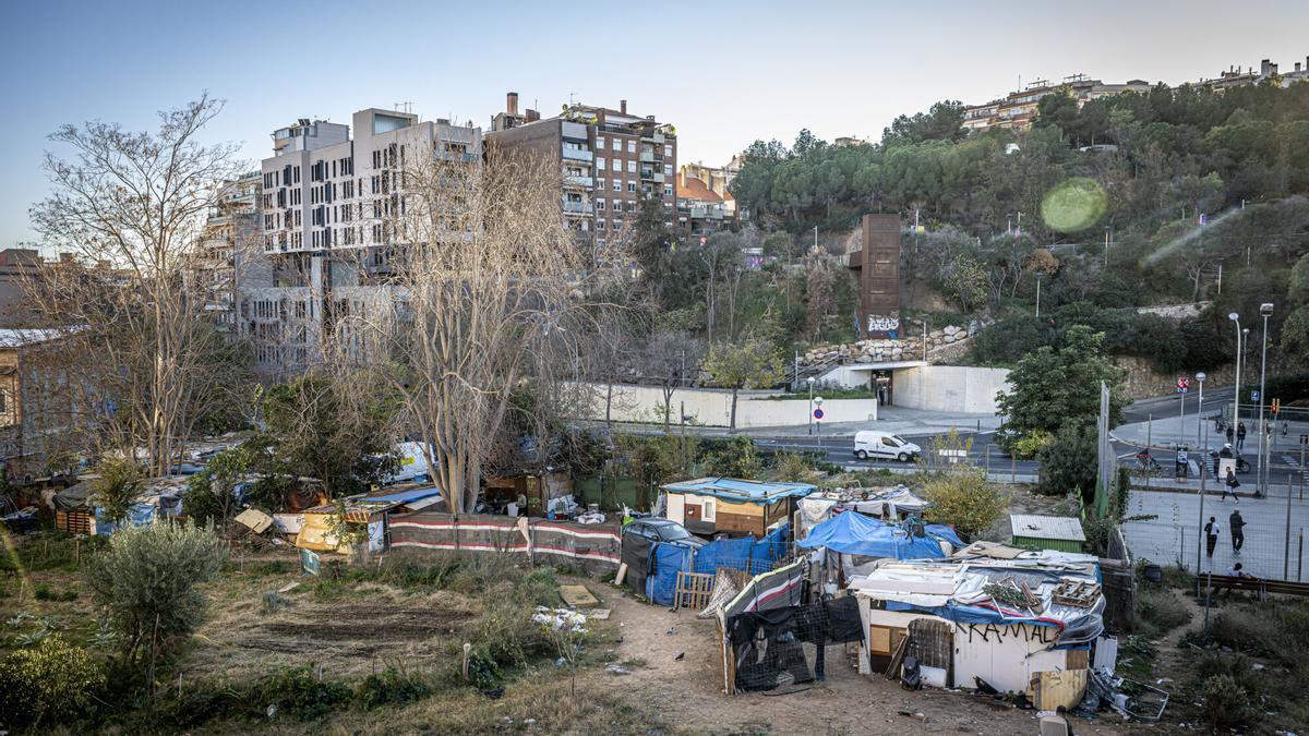 Núcleo de barracas en Vallcarca, en Barcelona