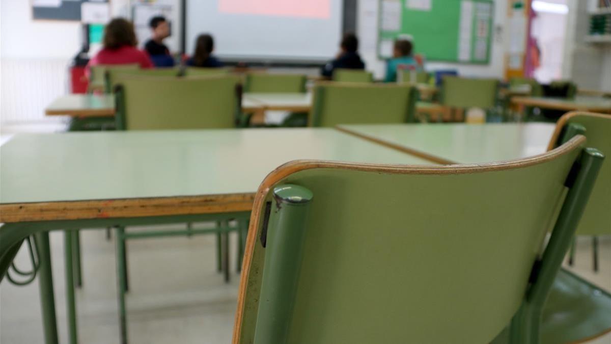 Un aula de un centro escolar catalán.