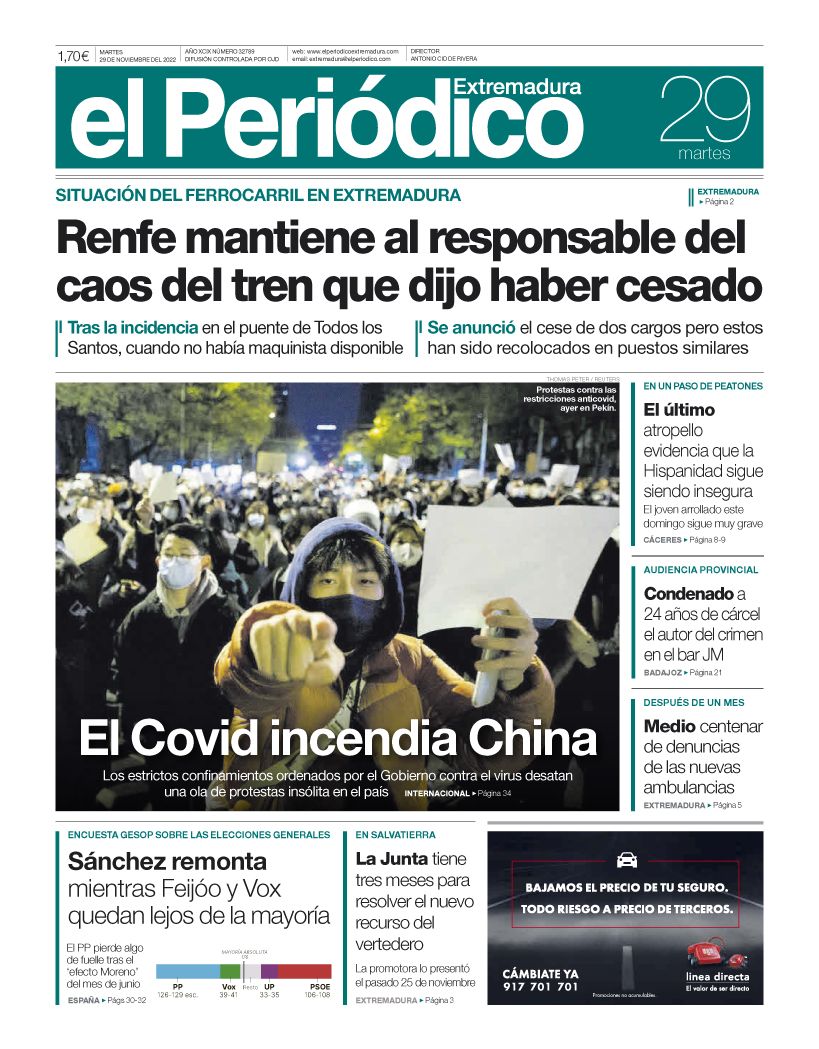 Consulta la portada correspondiente al día 29 de noviembre de 2022