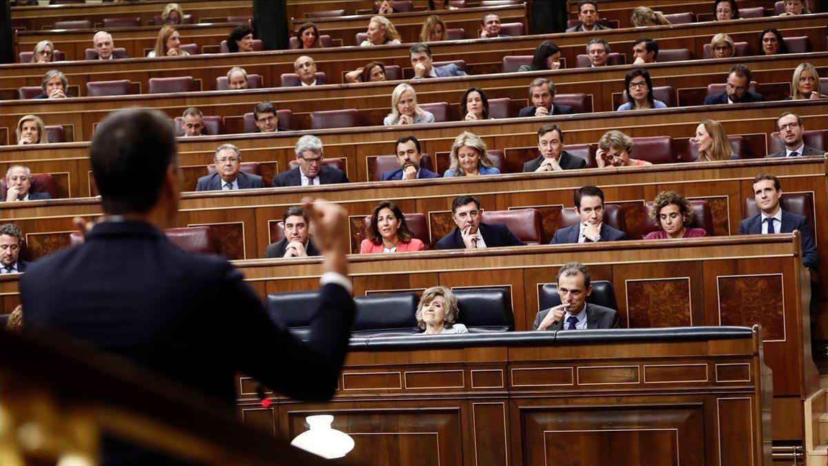 Pedro Sánchez durante la sesión de control al Ejecutivo.