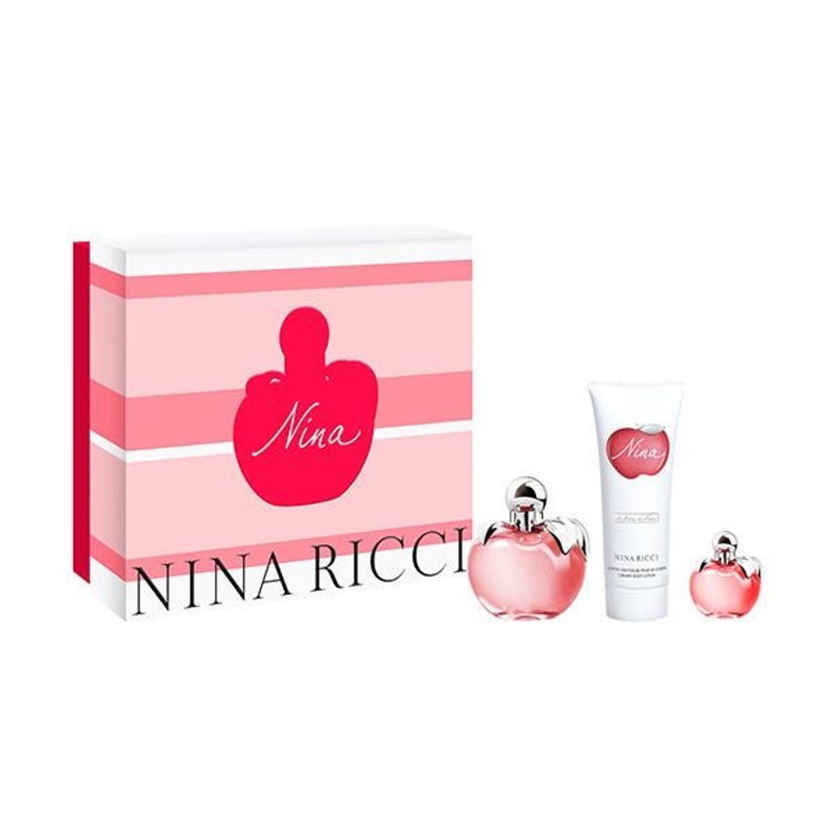 Estuche Nina con eau de toilette, body lotion y mini talla