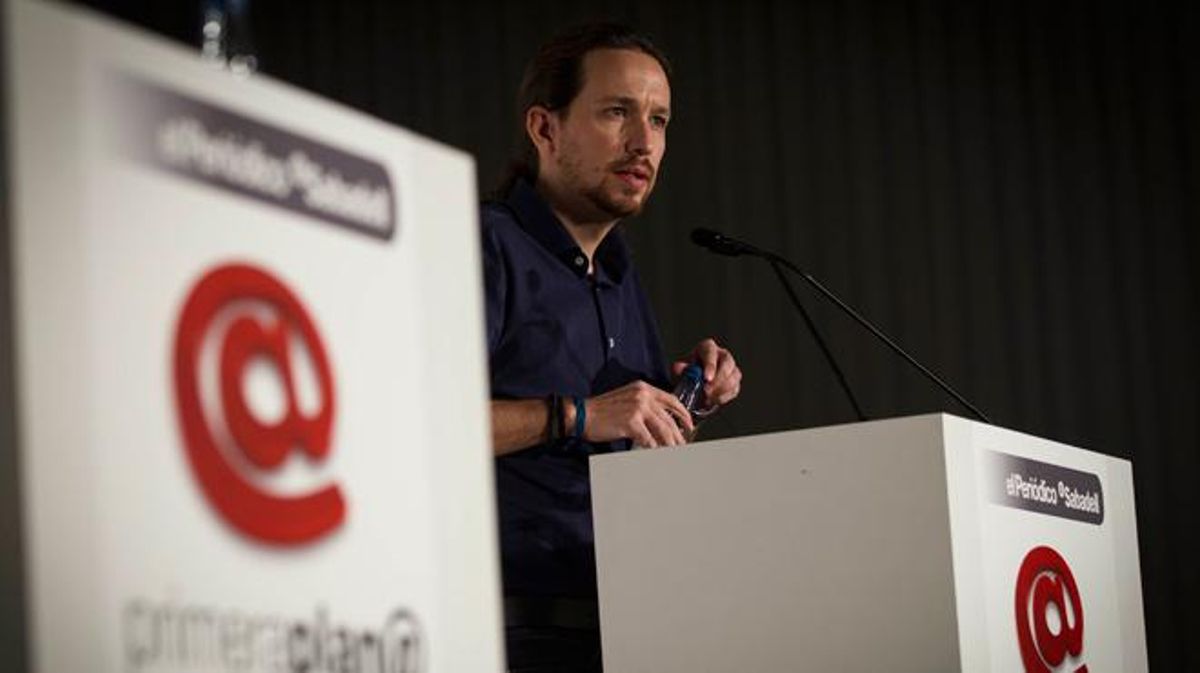 Pablo Iglesias, líder de Podem, assisteix als debats electorals del Fòrum Primera Plana.