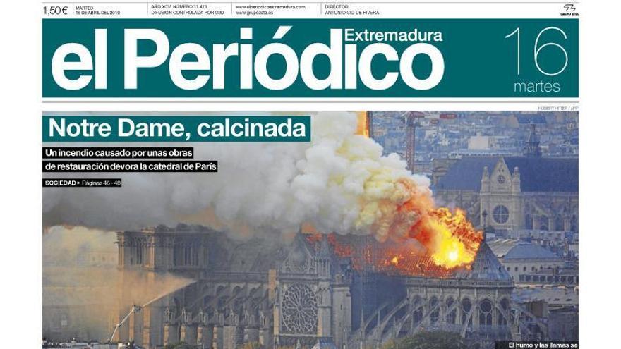 Esta es la portada de EL PERIÓDICO EXTREMADURA correspondiente al día 16 de abril del 2019