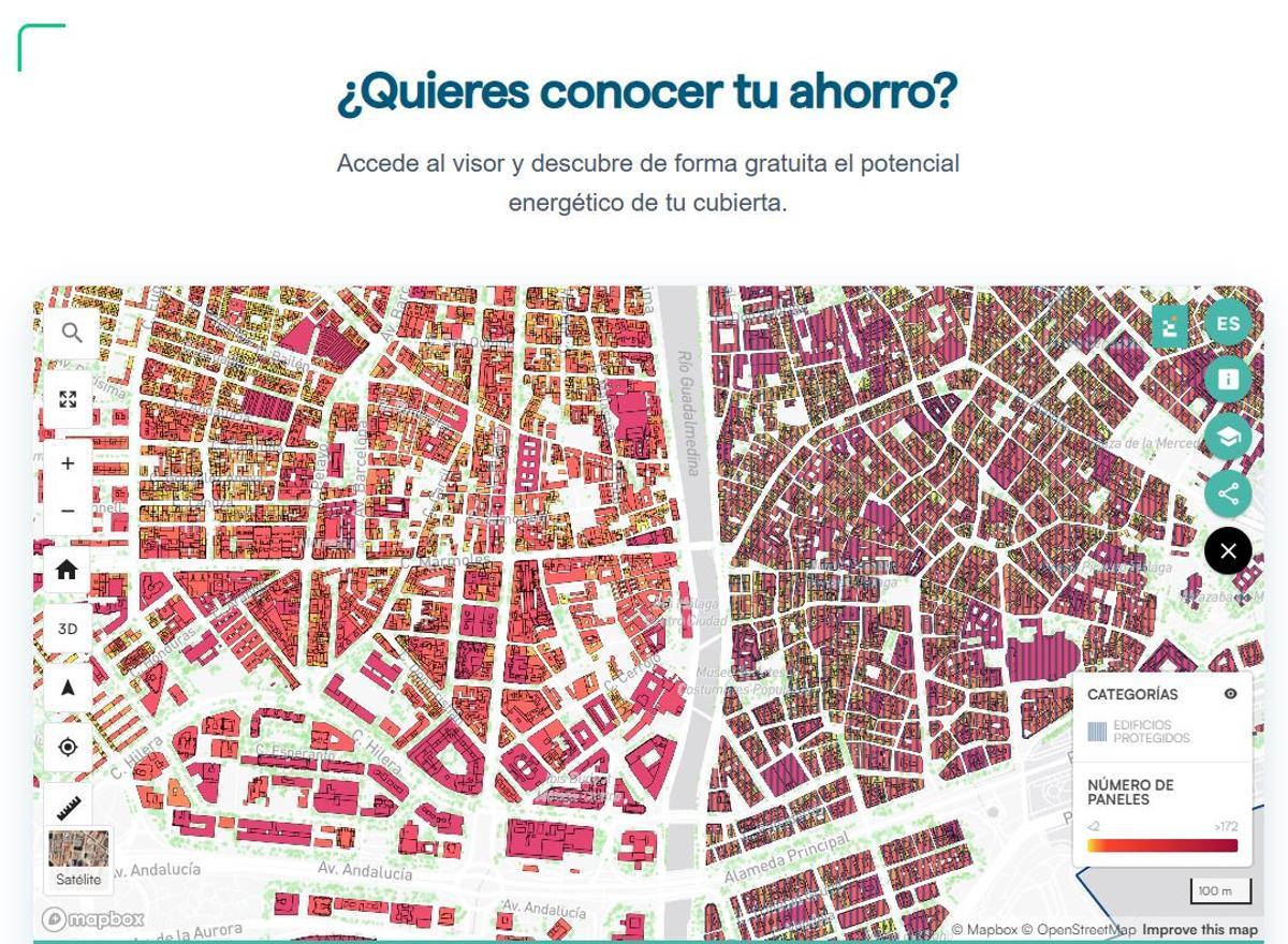 Mapa interactivo en la web del Ayuntamiento de Málaga