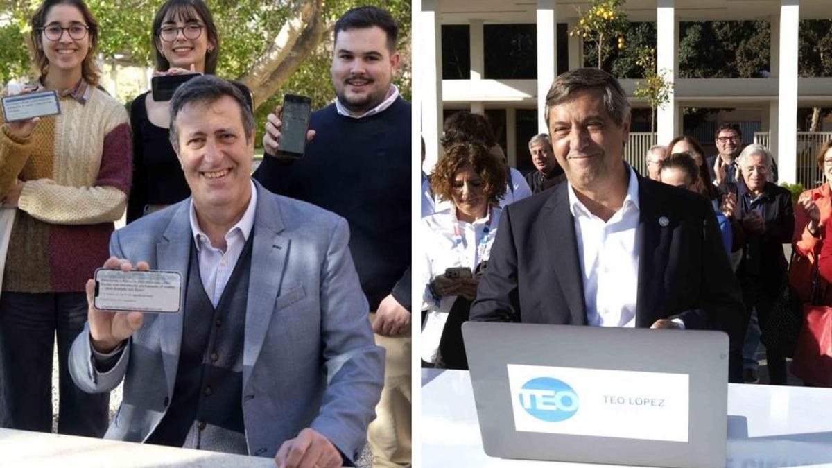 Ernesto Pimentel y Teo López ejercem su derecho al voto telemático, rodeado por su equipo.