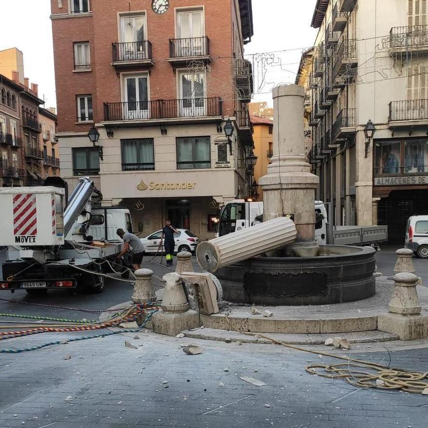 Imagen del monumento destrozado tras el accidente