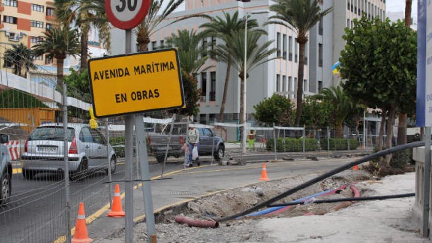 Obras en la avenida marítima de Santa Cruz de La Palma.