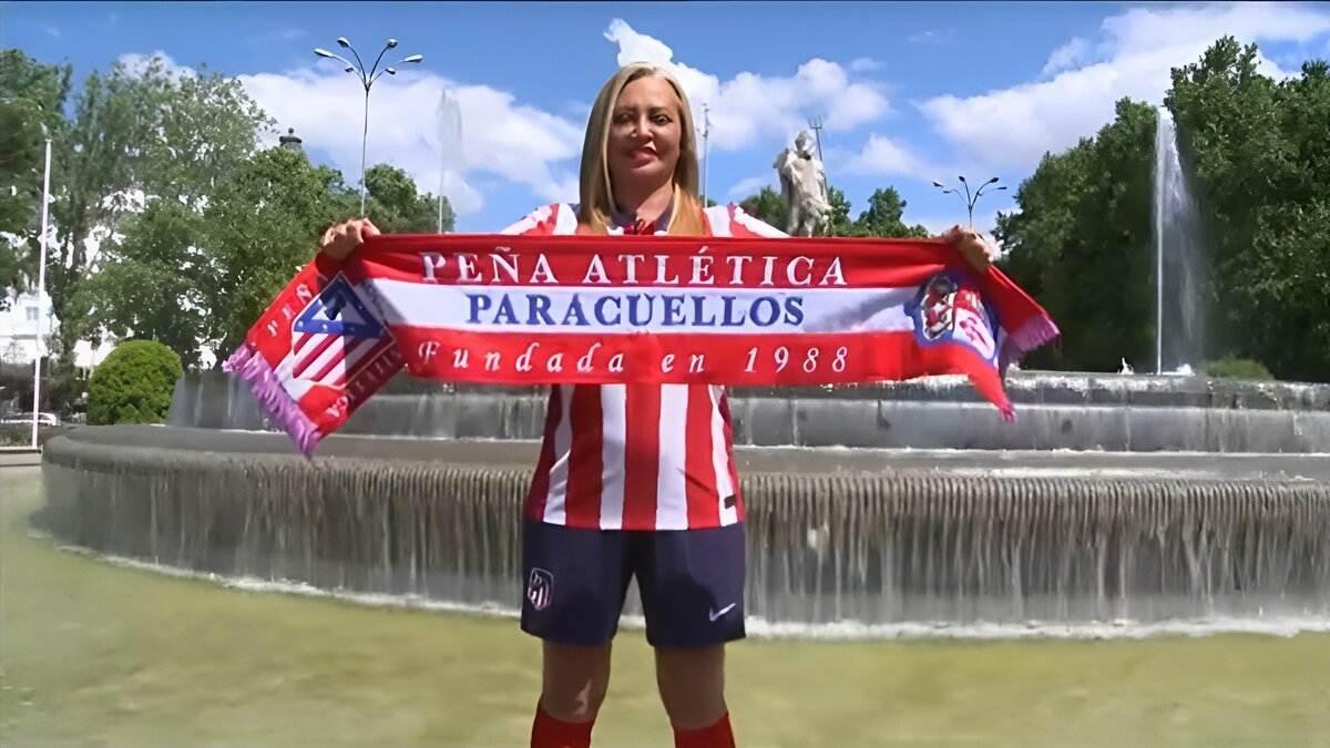 Belén Esteban celebrando la última liga del Atlético de Madrid