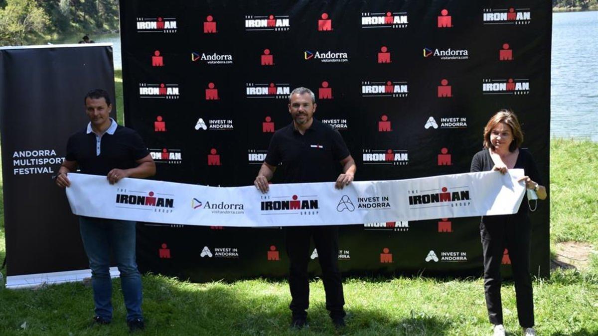 Jordi Gallardo, Agustí Pérez, Verònica Canals en la presentación del Andorra Multisport Festival