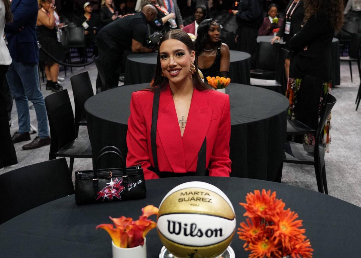 Marta Suárez, durante la ceremonia del draft de la WNBA.