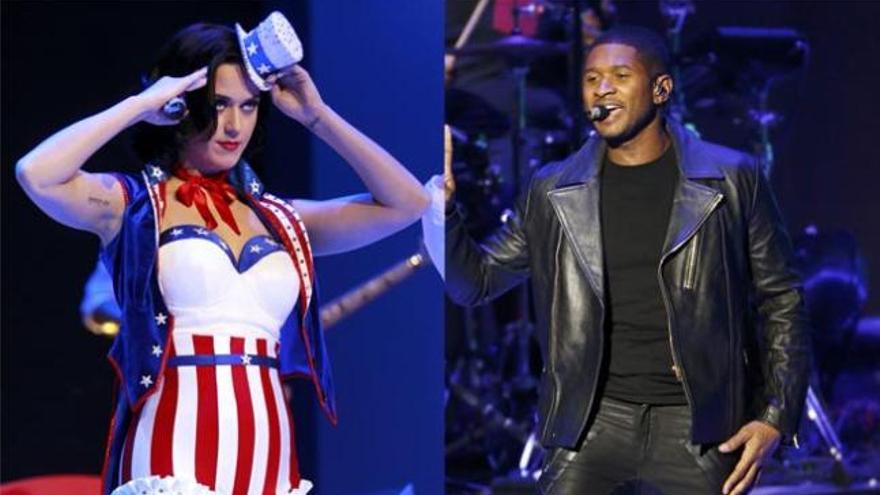 Katy Perry y Usher en la actuación