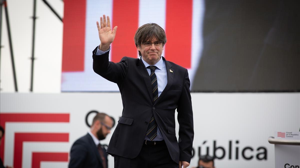 29 02 2020 El expresidente de la Generalitat de Cataluna Carles Puigdemont durante el acto del Consell de la Republica en Perpinan (Francia) a 29 de febrero de 2020   POLITICA   David Zorrakino - Europa Press