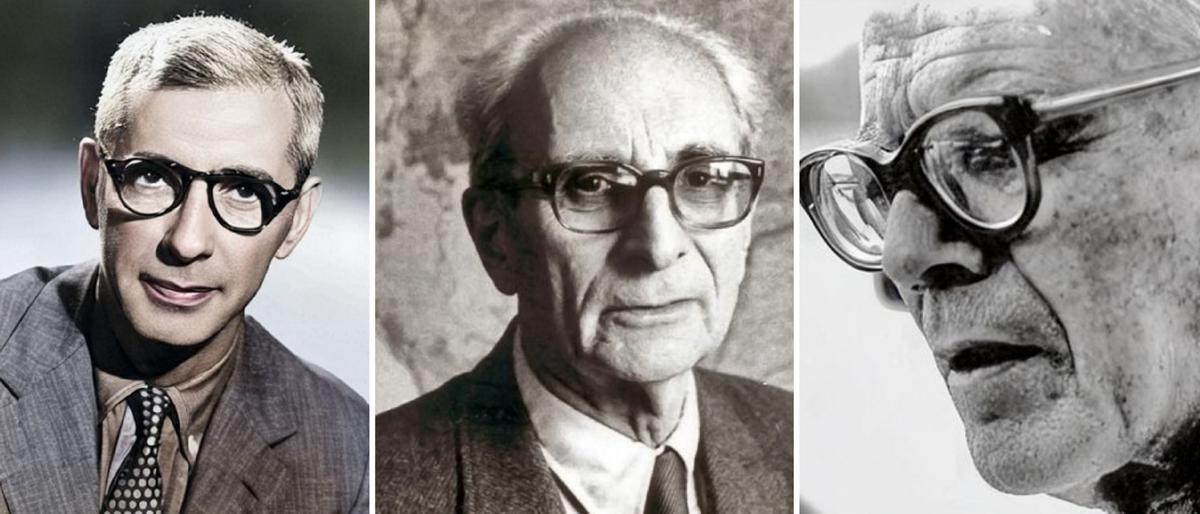 De izda. a dcha., Ashley Muntagu, C. Levi-Strauss e Juan Comas.