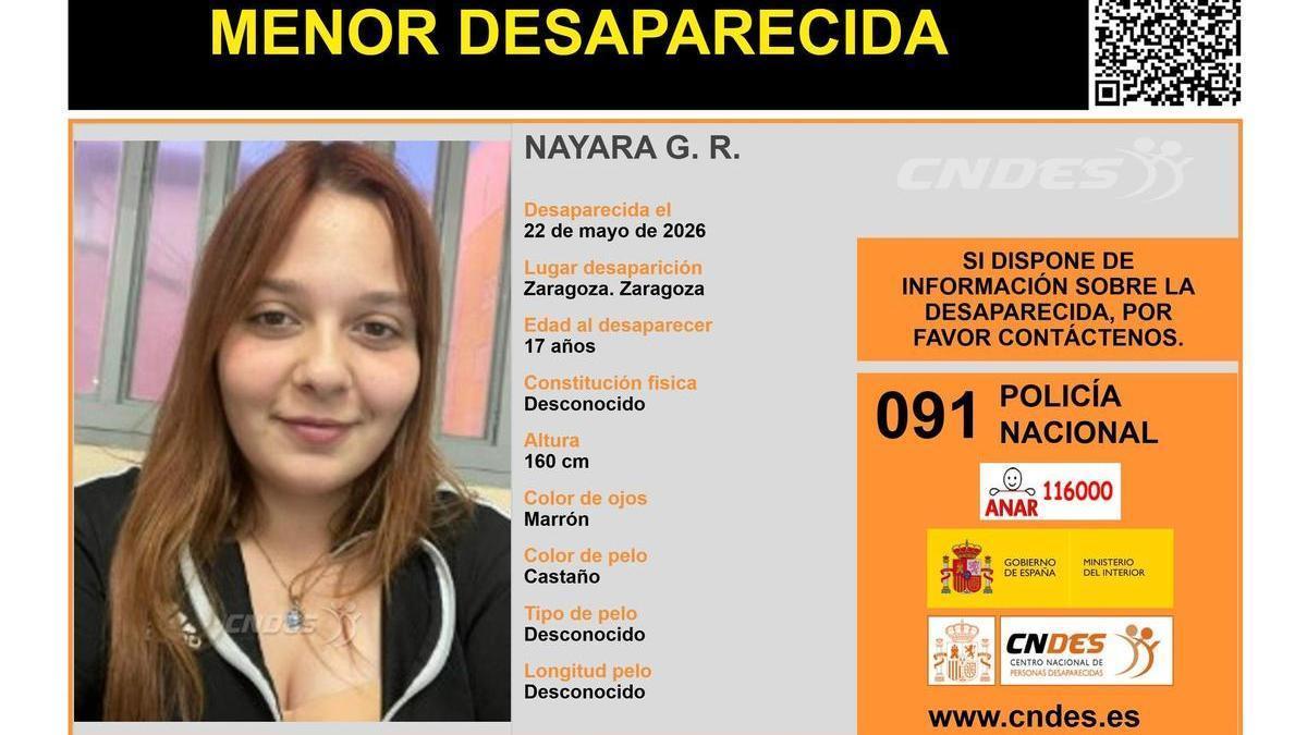 Cartel de desaparición de Nayara G.R.