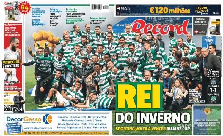 Portada RECORD domingo 27 enero 2019