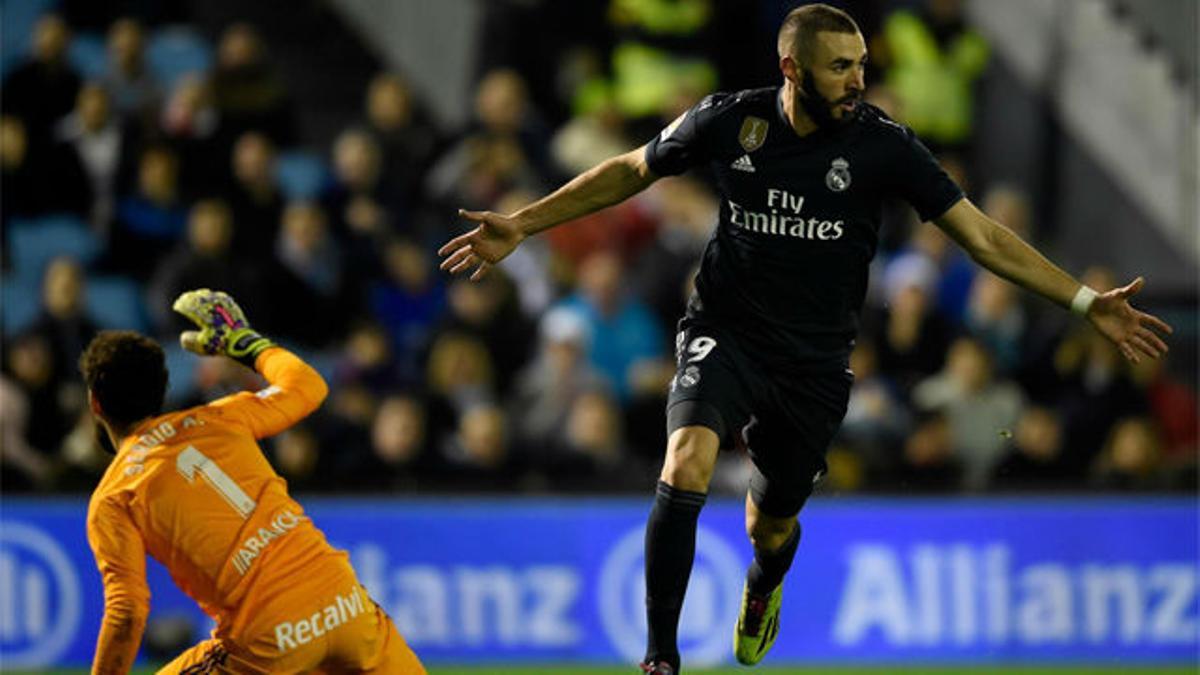 Benzema fabricó el 0-2 con caño incluido y la ayuda de la cara de Cabral