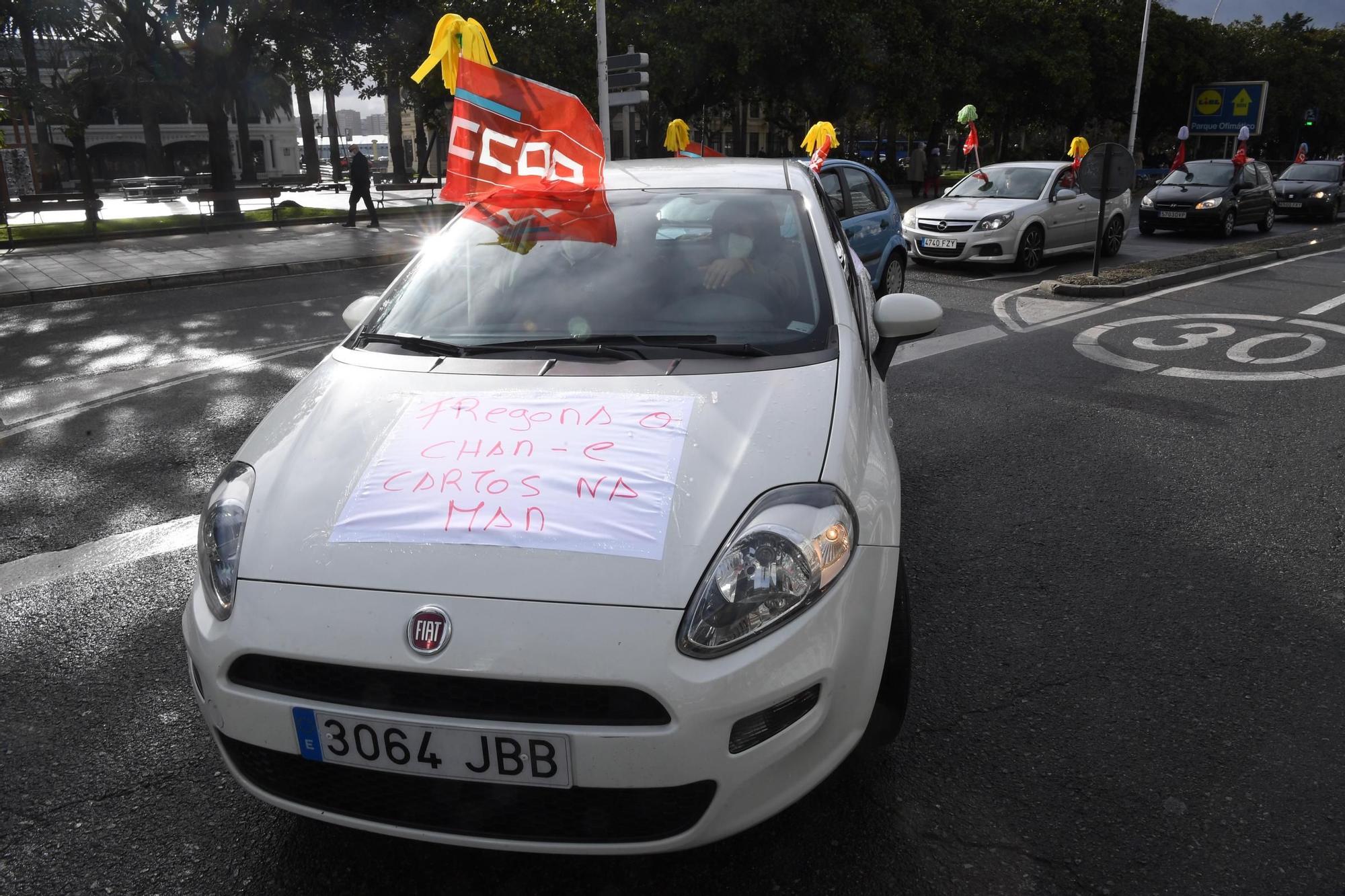 Caravana sindical en A Coruña por el convenio de la limpieza