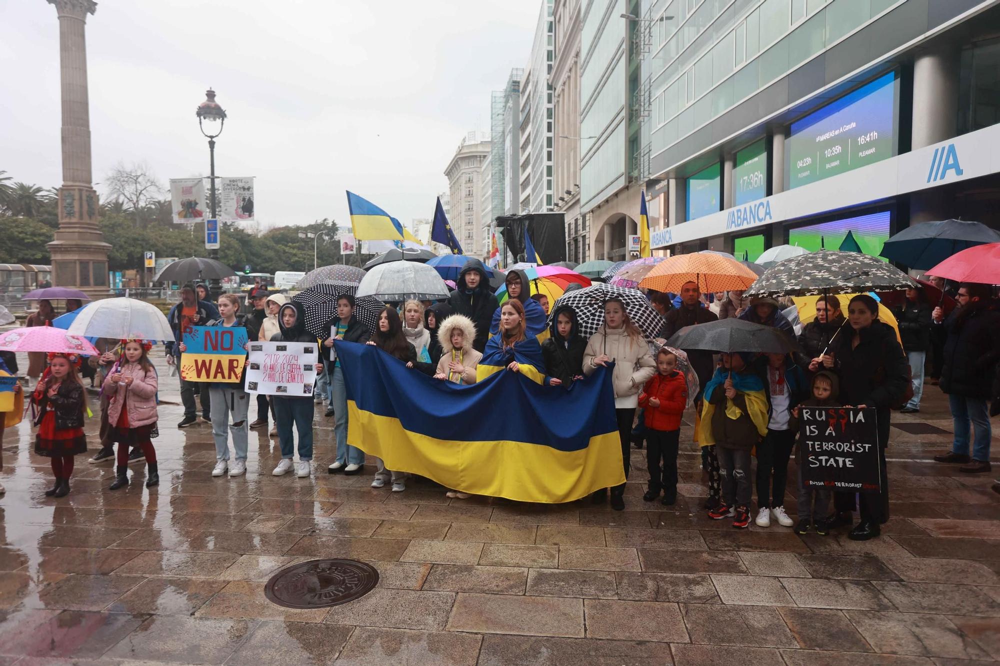 Marcha en A Coruña de la comunidad ucraniana en el segundo aniversario de la invasión rusa