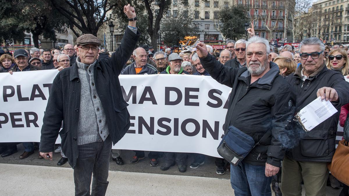 Manifestación de jubilados en Barcelona.