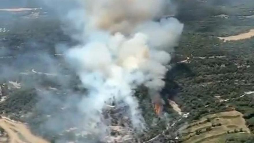 Vista aèria de l'incendi forestal de Sant Quirze Safaja