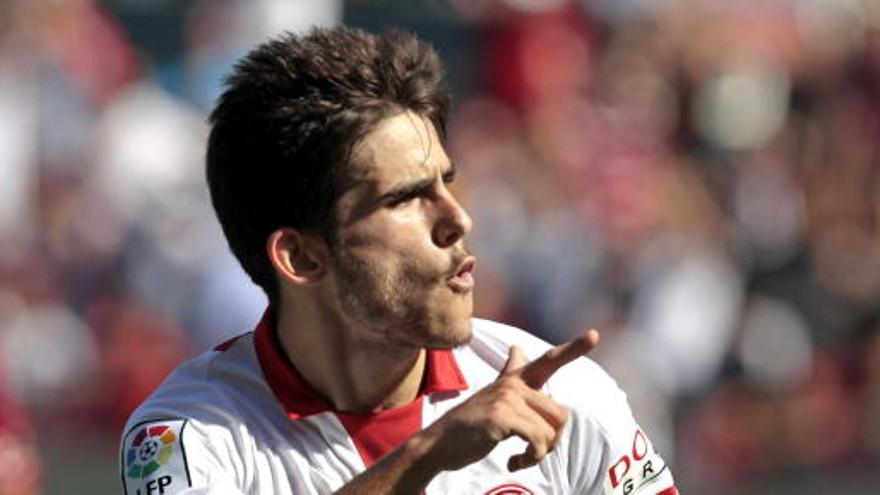 Jairo celebra el segundo tanto del Sevilla.