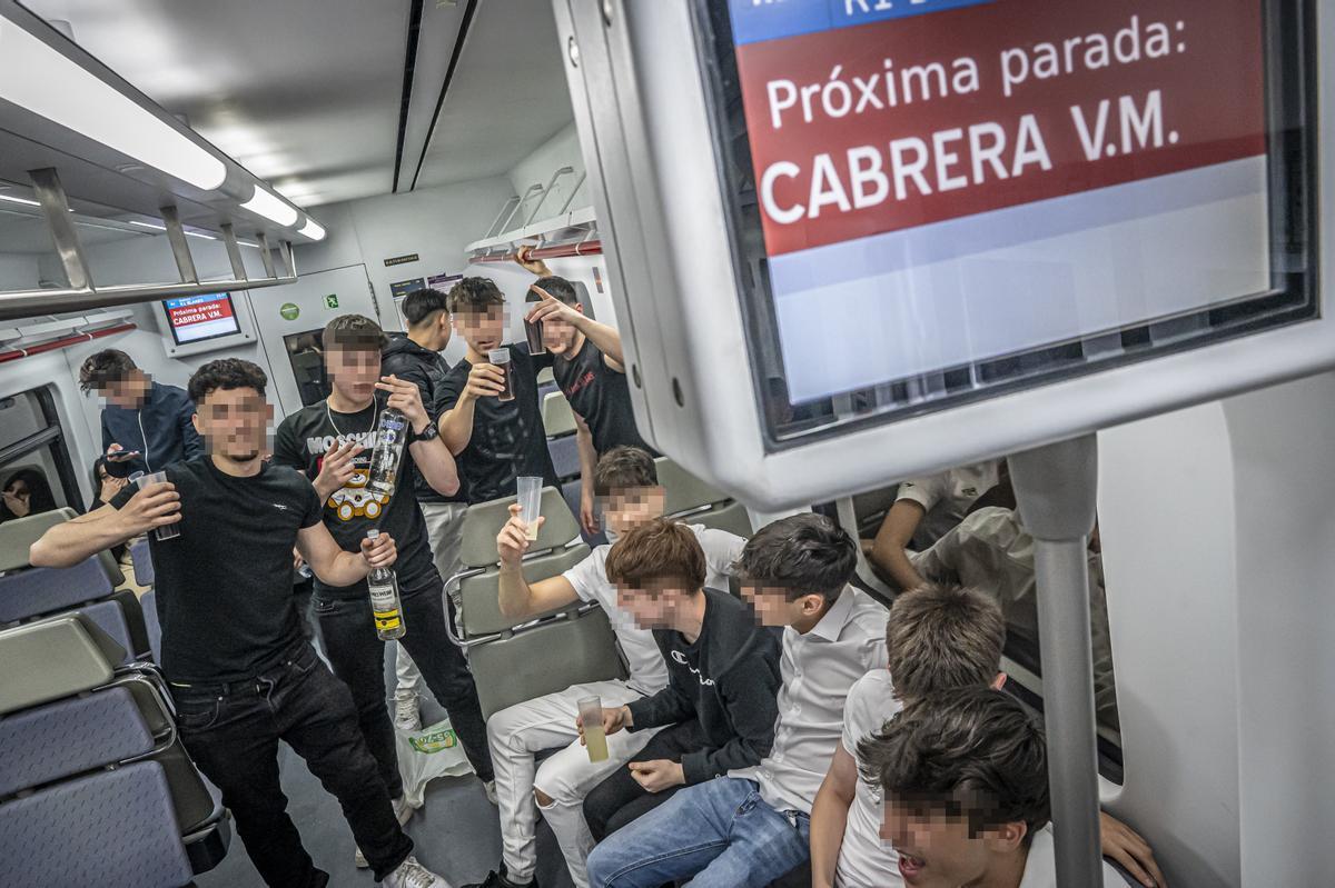 En el tren del botellón a Mataró