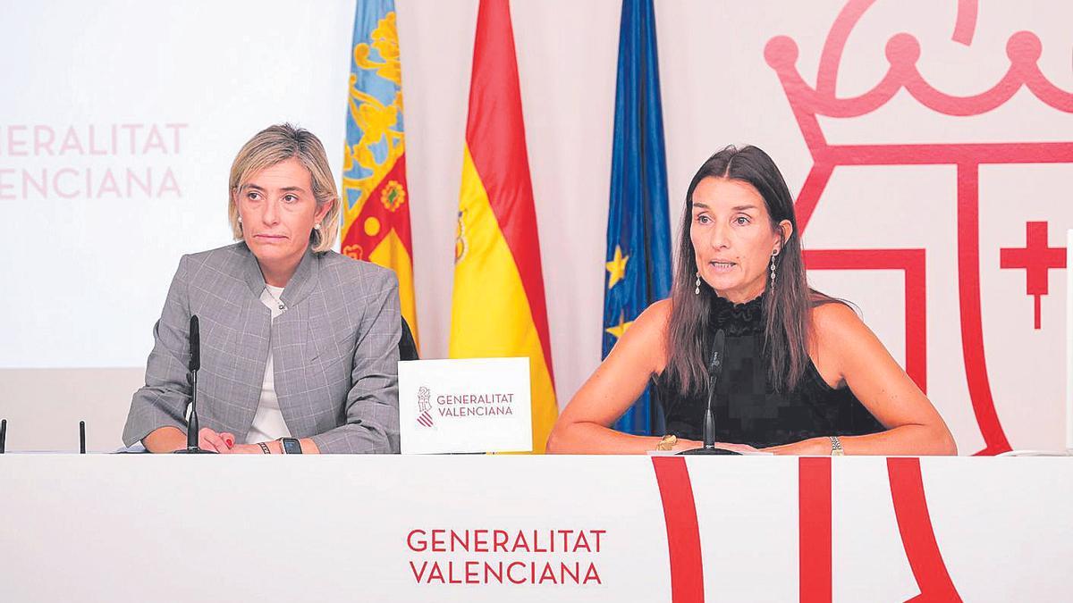 La consellera de Justicia, Elisa Núñez, y la portavoz Ruth Merino en la rueda de prensa del pasado jueves.