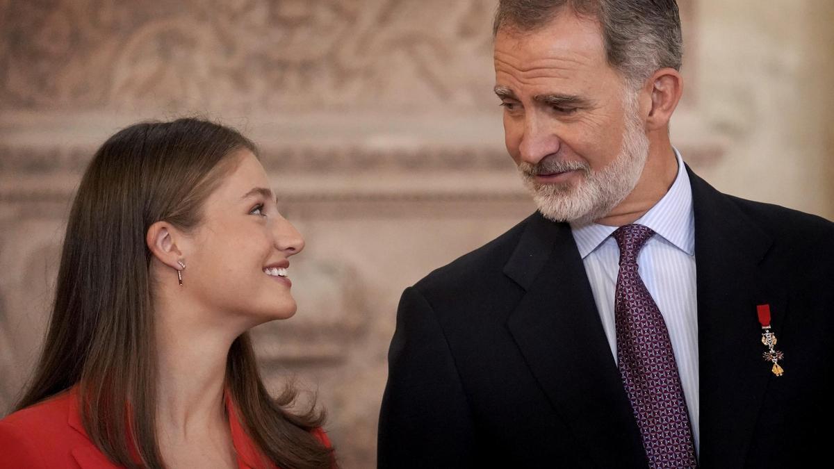 Felipe VI y la princesa Leonor, este miércoles, durante los actos del 10º aniversario del reinado.