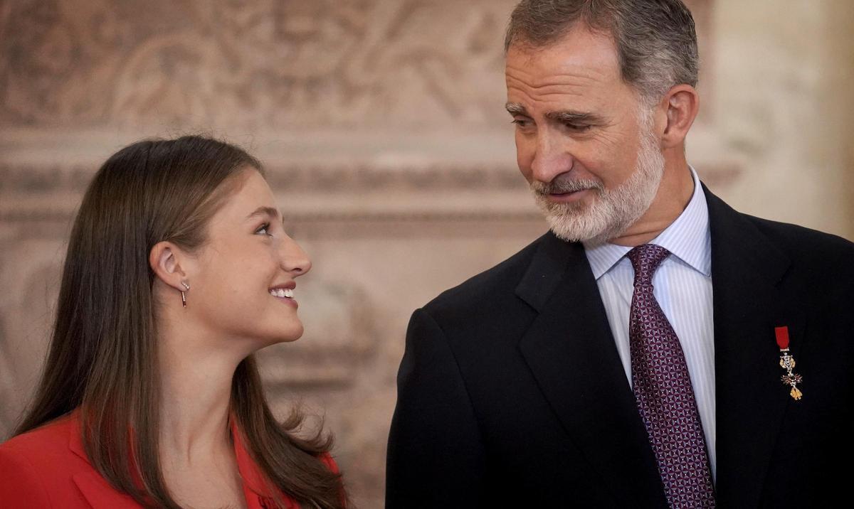 Felipe VI y la princesa Leonor, este miércoles, durante los actos del 10º aniversario del reinado.