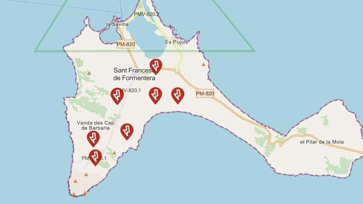 Mapa de averías de Fomentera.