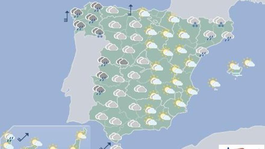 Intervalos nubosos y lluvias al norte de las islas occidentales