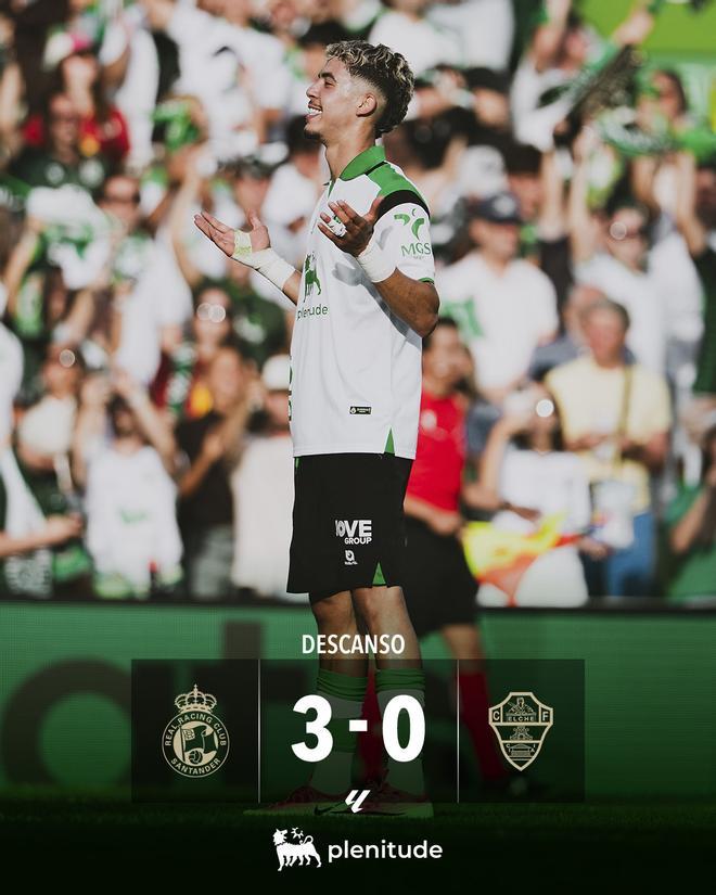 Un triplete de Zabiri da la victoria al Racing ante un Elche de menos a más