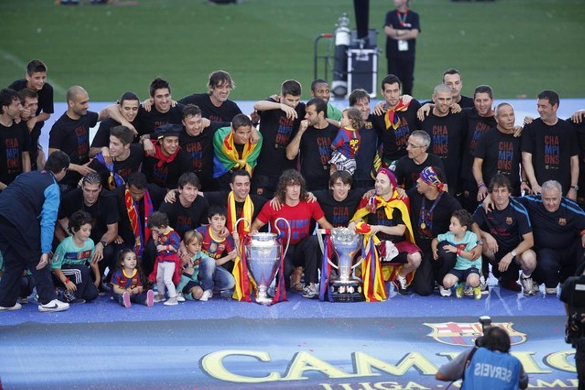 El equipo, en la celebración del Camp Nou.
